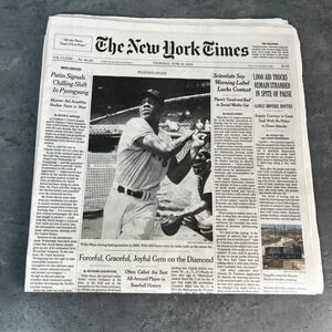 New York Times June 20 2024 Willie Mays Obituary Tribute Newspaper Giants MLB